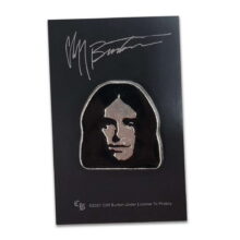 Packaging of Cliff Burton' s Face Enamel Pin
