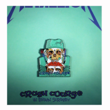 Packaging of Crash Course In Brain Surgery Enamel Pin