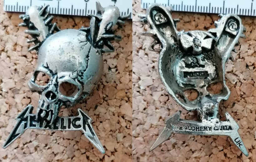 Second picture of X Second picture of Damage Inc. Pewter Pin With Black Logo