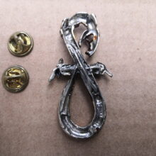 Back of Don't Tread On Me Pewter Pin Gold Body & Silver Logo Back of Don't Tread On Me Pewter Pin Gold Body & Silver Logo