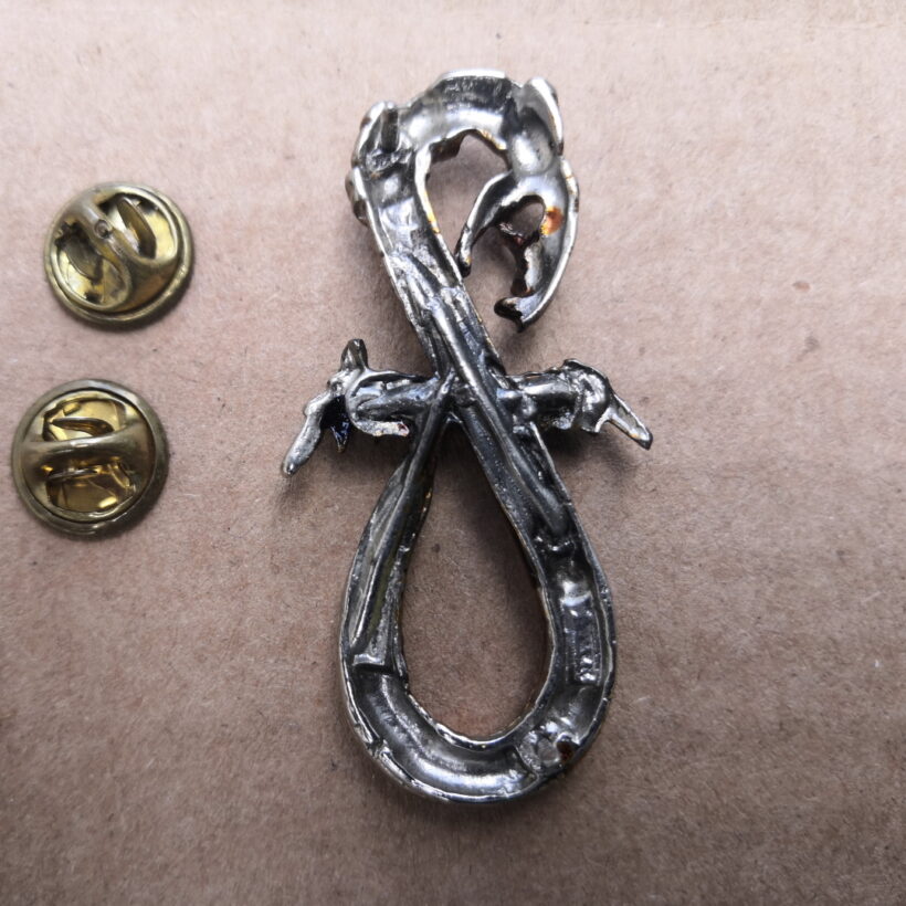 Back of Don't Tread On Me Pewter Pin Gold Body & Silver Logo Back of Don't Tread On Me Pewter Pin Gold Body & Silver Logo