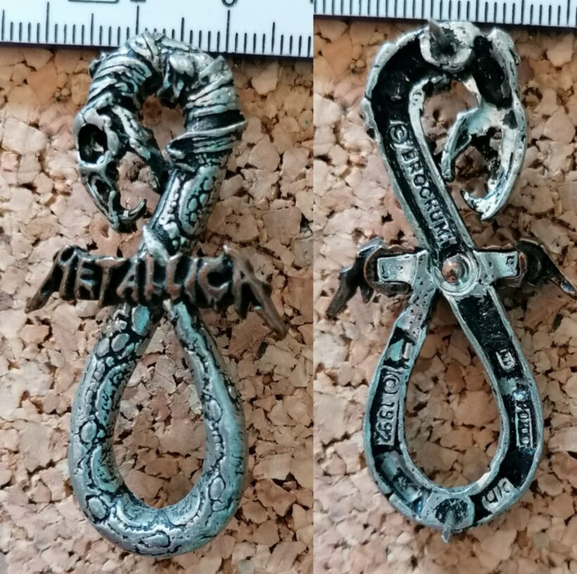 Second picture of X Second picture of Don't Tread On Me Pewter Pin Silver Body & Brass Logo