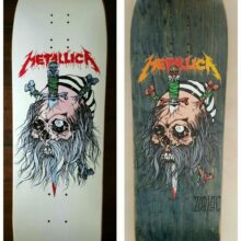 Original skateboard with the design used for Ghost Pirate Enamel Pin Original skateboard with the design used for Ghost Pirate Enamel Pin