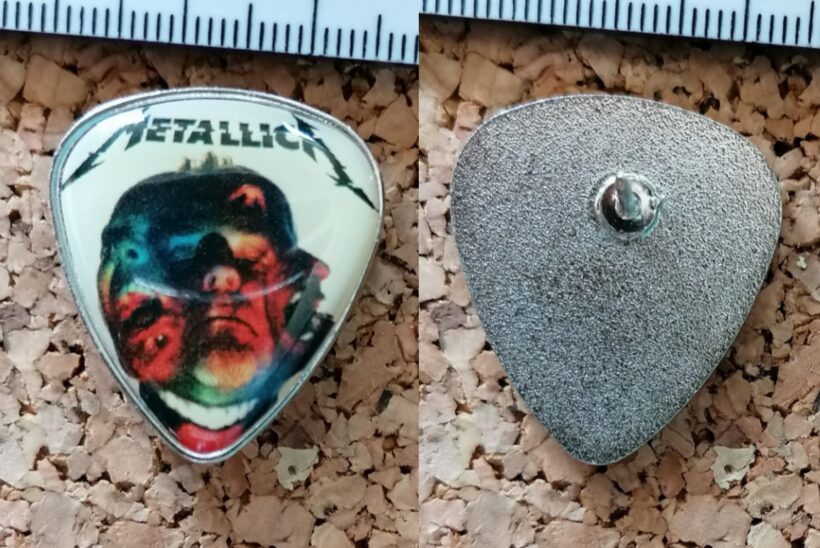 Second picture of Hardwired Artwork Guitar Pick Offset Printed Pin