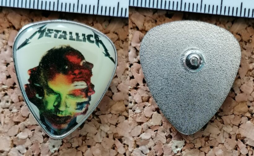 Second picture of Hardwired Artwork Guitar Pick Offset Printed Pin