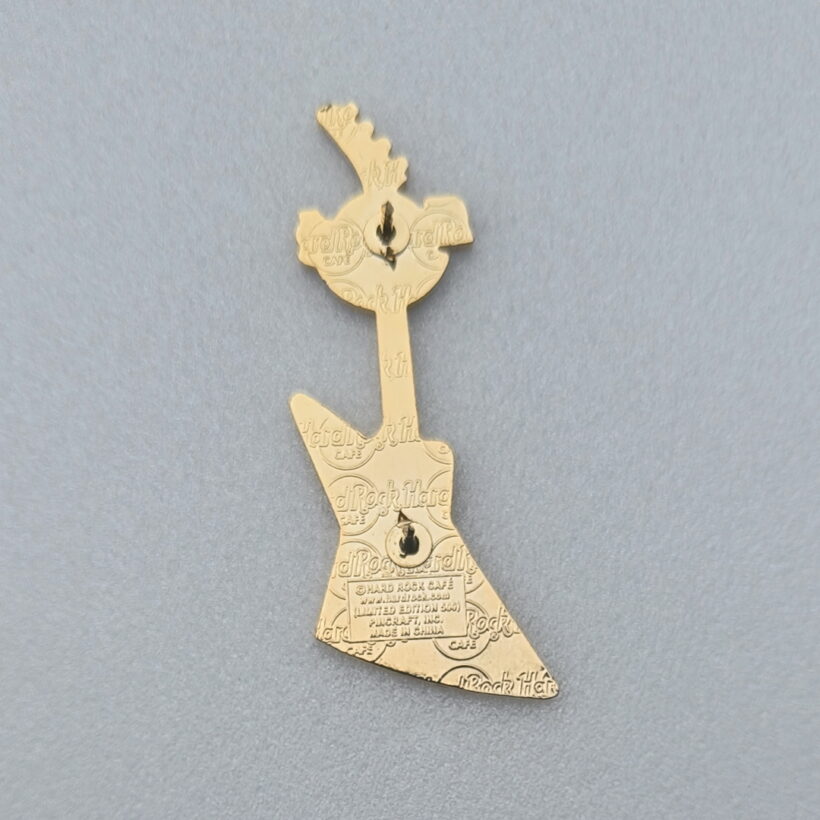 Back of HRC Atlantic City Wall Guitar Series Pin - ESP Cream Explorer