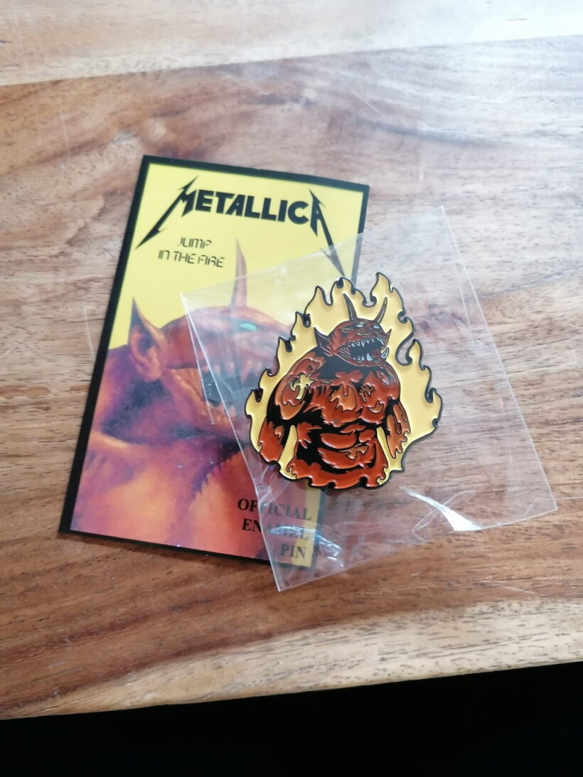 Packaging of Jump In The Fire Enamel Pin
