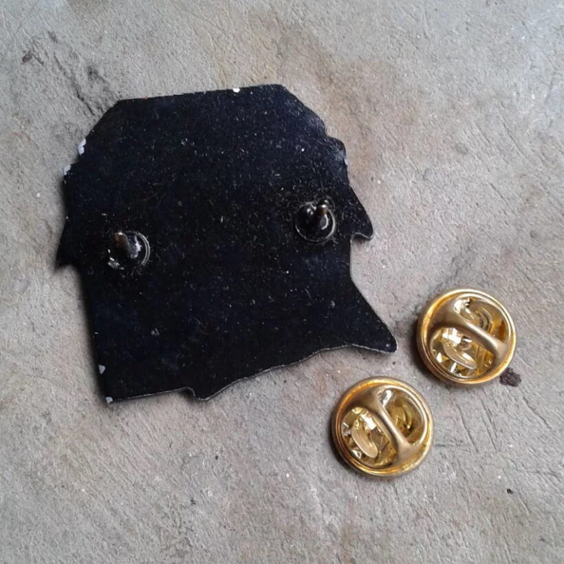 Back of Jump In The Fire Enamel Pin