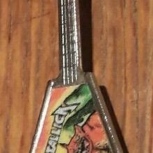 Third picture of Jump In The Fire Flying V Guitar Offset Printed Pin Third picture of Jump In The Fire Flying V Guitar Offset Printed Pin