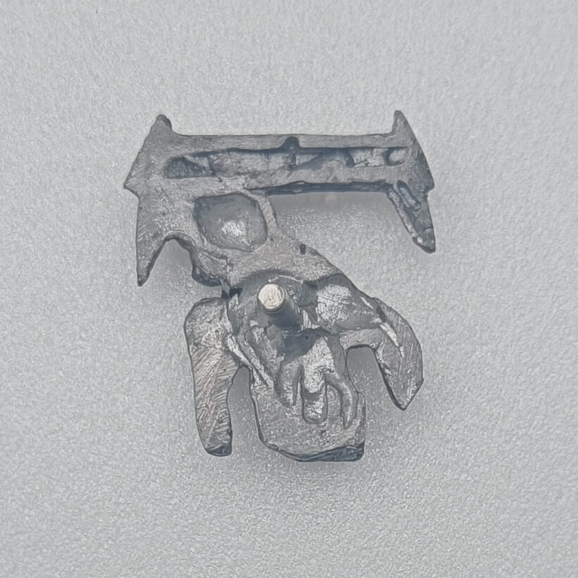 Back of Jump In The Fire Pewter Pin