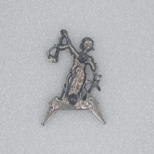 Back of Justice Pewter Pin