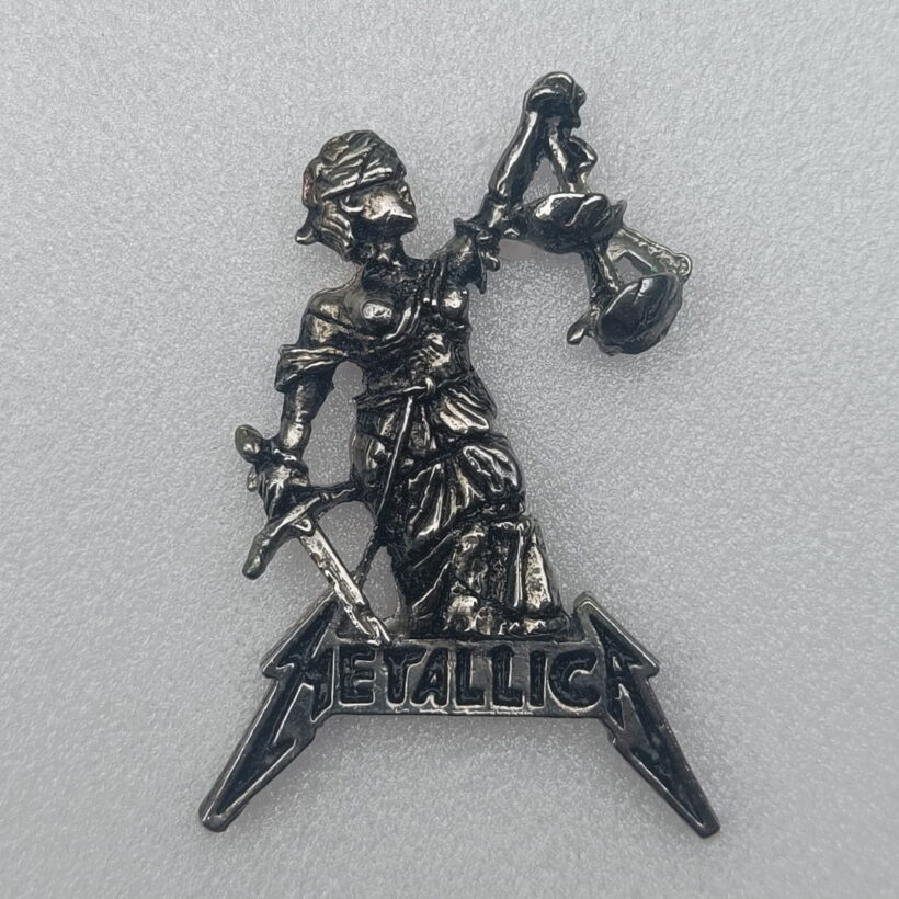 Justice Pewter Pin With Black Logo