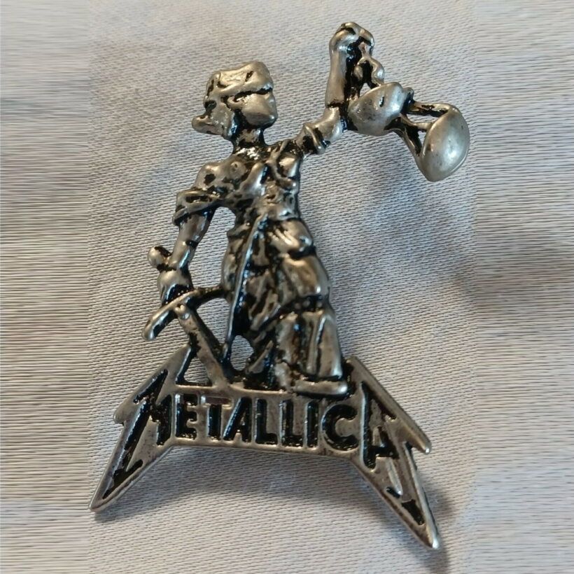 Justice Pewter Pin With Black Logo - Starline Version