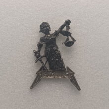 Justice Pewter Pin With Black Nickel Plating