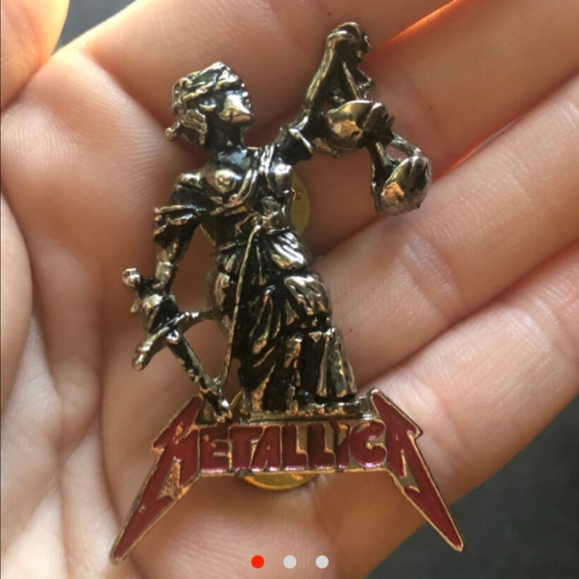 Second picture of Justice Pewter Pin With Red Logo