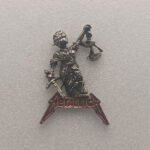 Justice Pewter Pin With Red Logo