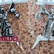 Second picture of X Second picture of Justice Pewter Pin With Red Logo