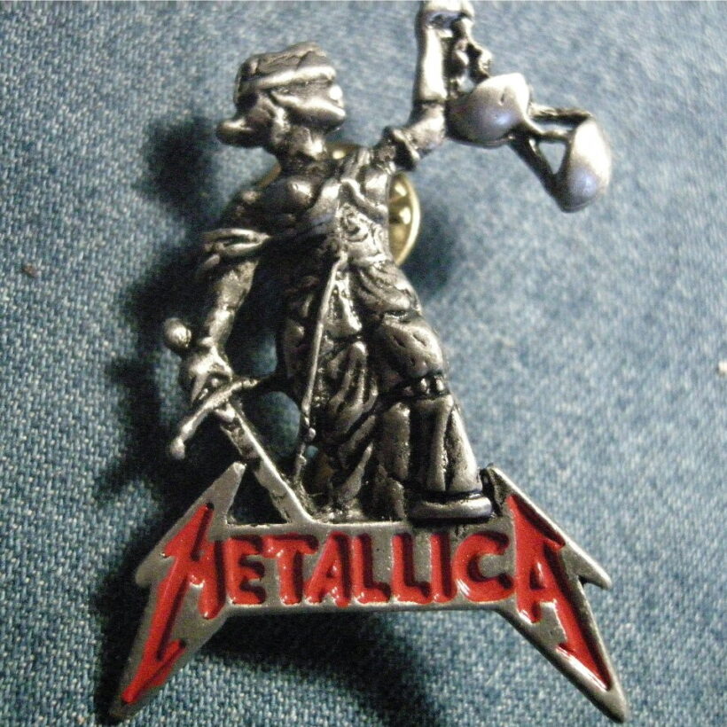 Justice Pewter Pin With Red Logo - Starline Version