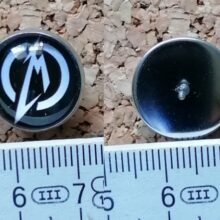 Second picture of X Second picture of M Logo Circular Offset Printed Pin