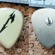 Second picture of M Logo Guitar Pick Offset Printed Pin