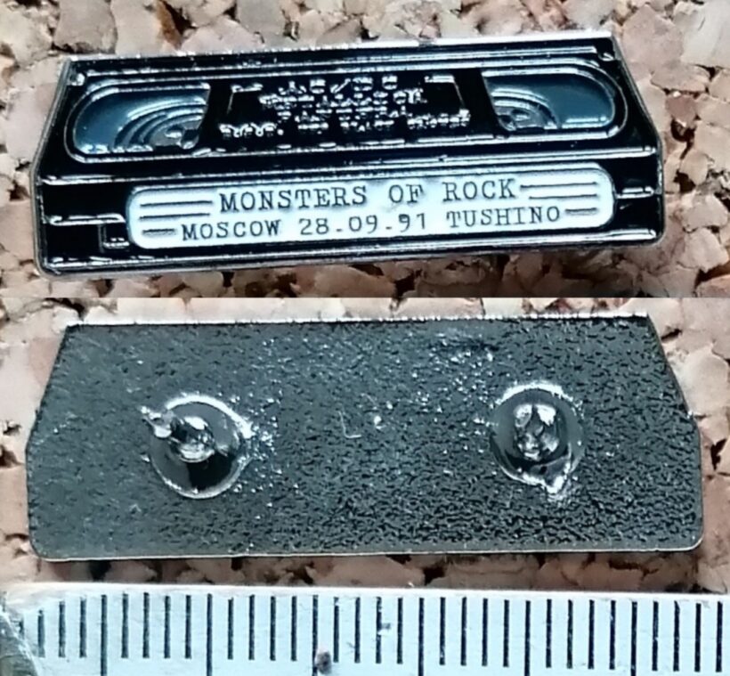 Second picture of X Second picture of Monsters Of Rock Moscow 1991 VHS Enamel Pin - Black