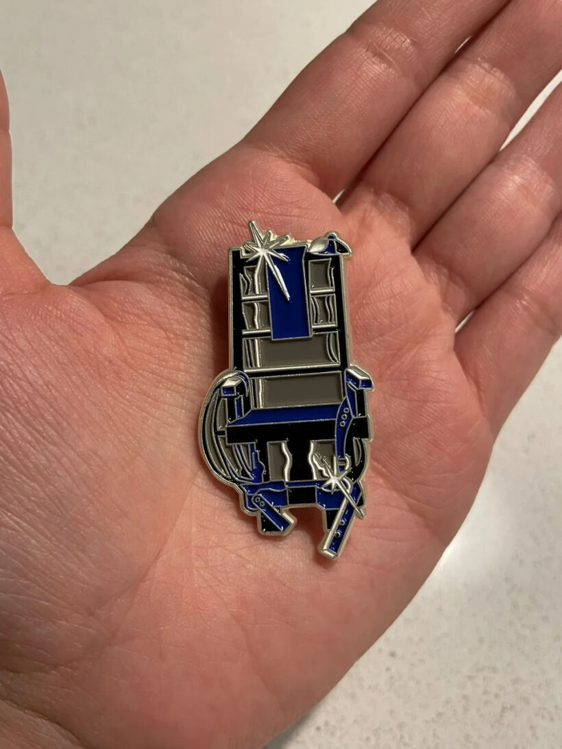 Second picture of Ride The Lightning Electric Chair Enamel Pin