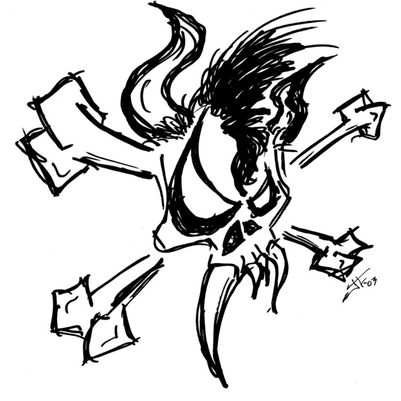 Original drawing used for Scary Guy Blinking Pin Original drawing used for Scary Guy Blinking Pin