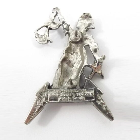 Back of Justice Pewter Pin