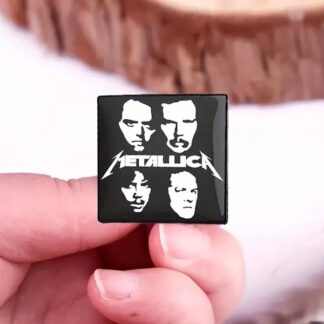 Black Album Four Faces Square Offset Printed Pin